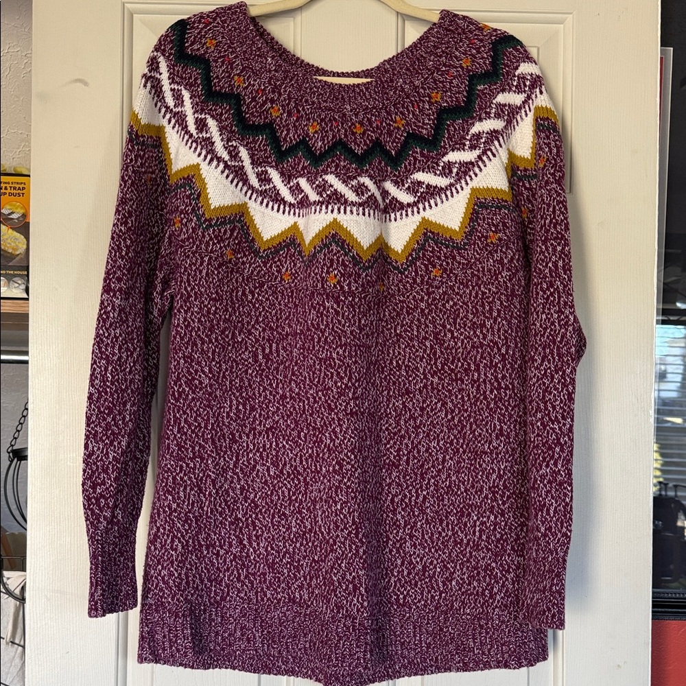 Old Navy Women's Purple Sweater with Multicolor Pattern